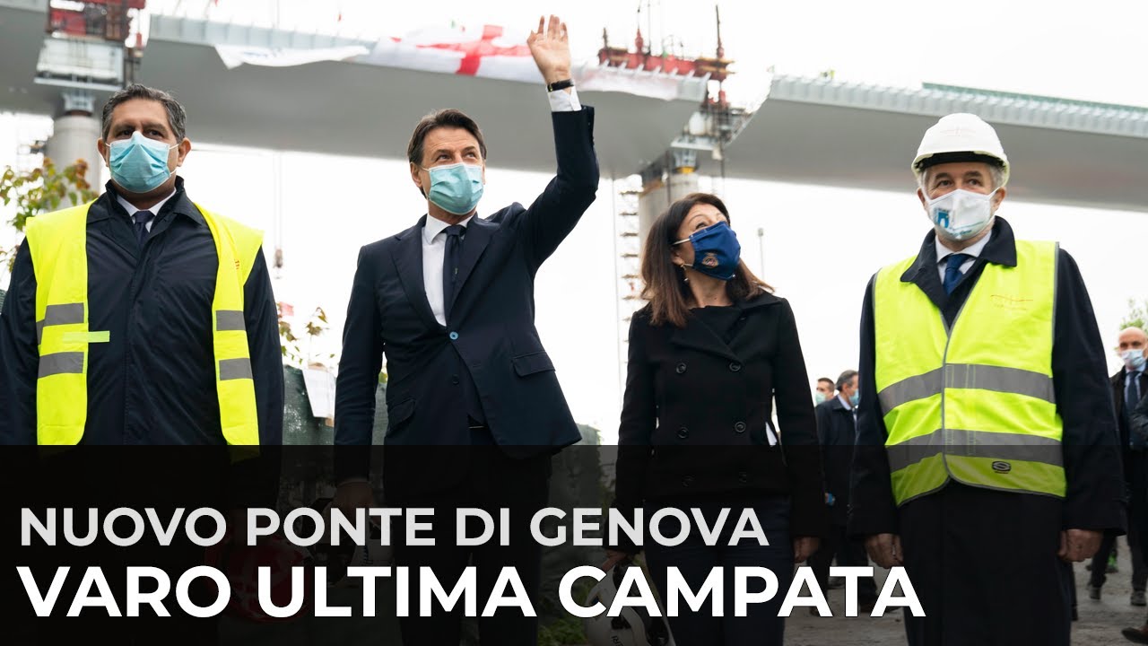 Ponte di Genova, il Presidente Conte alla cerimonia del varo dell'ultima campata