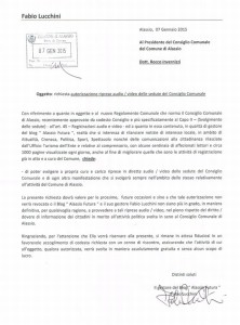 Alassio - 1 Comune - richiesta riprese audio e video Consiglio Comunale - 07-01-2015