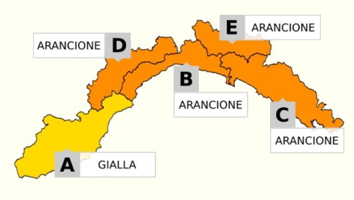 Allerta Liguria cartina del 010318