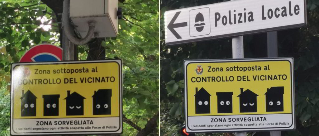 Cartelli controllo di vicinato in Viale Pontelungo ad Albenga