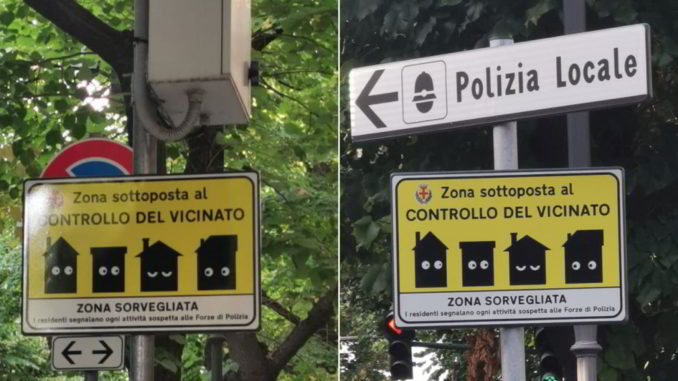 Cartelli controllo di vicinato in Viale Pontelungo ad Albenga