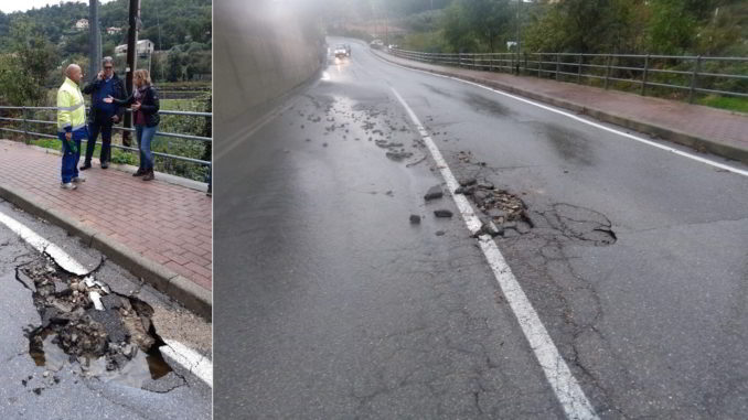 Sopralluogo strada per Verzi danneggiata dal maltempo a Loano
