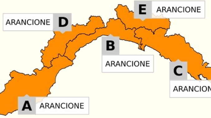 cartina Liguria allerta arancione