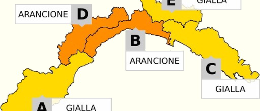 Allerta in Liguria Giallo eArancione in B-D