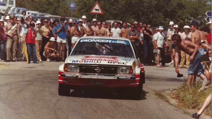 Opel Ascona di Gabriele Noberasco durante rally 1981