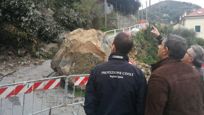 Sopralluogo Giovanni Totti Regione Liguria alla frana di Varazze