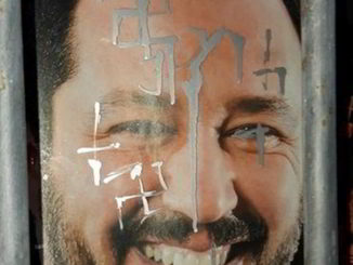 Manifesto di Salvini imbrattato ad Albenga