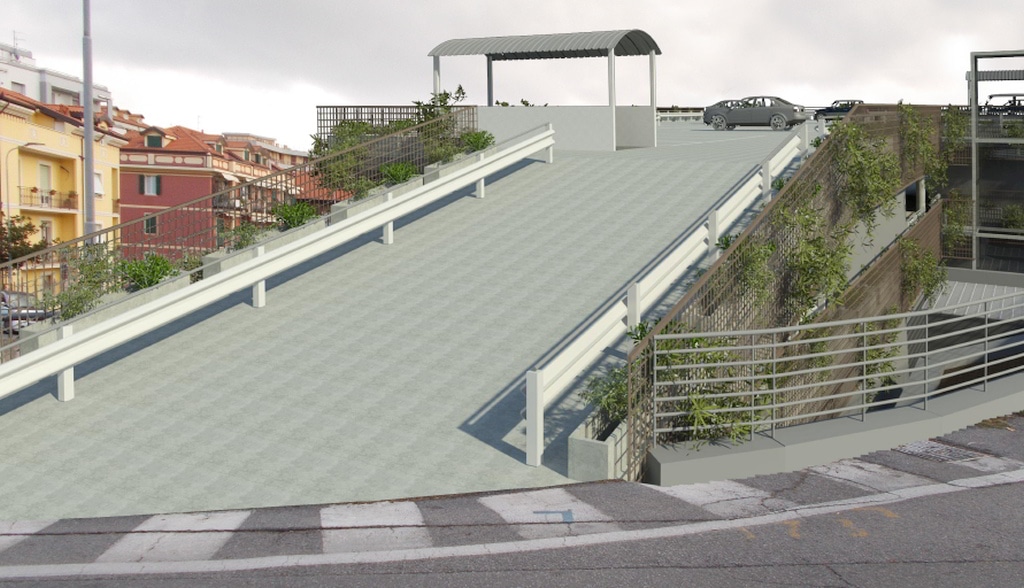 Via Pera soprastrada rendering parcheggio Alassio