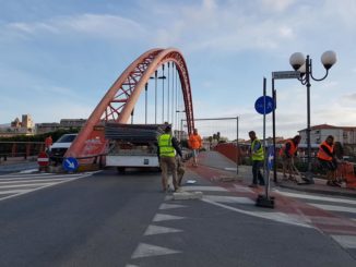 Lavori al Ponte rosso di Albenga