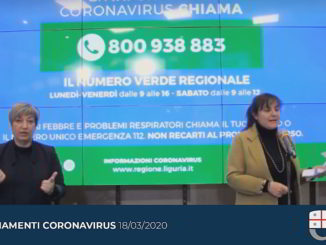 Aggiornamento Coronavirus Regione Liguria - 18-3-2020