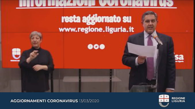 Aggiornamento Coronavirus - Toti Regione Liguria
