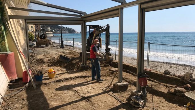 Cantiere lavori passeggiata Baracca ad Alassio