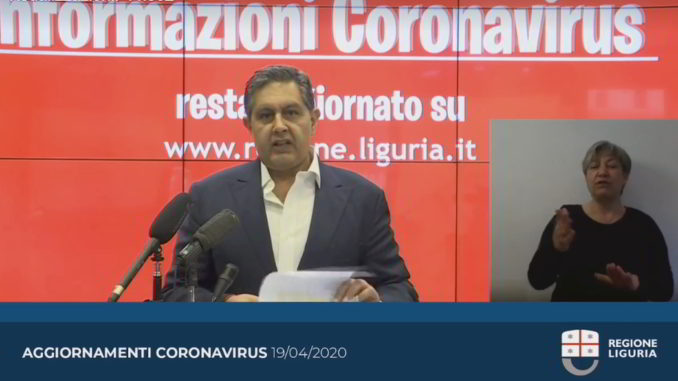 Giovanni Toti Aggiornamento Coronavirus Regione Liguria 19-4-2020