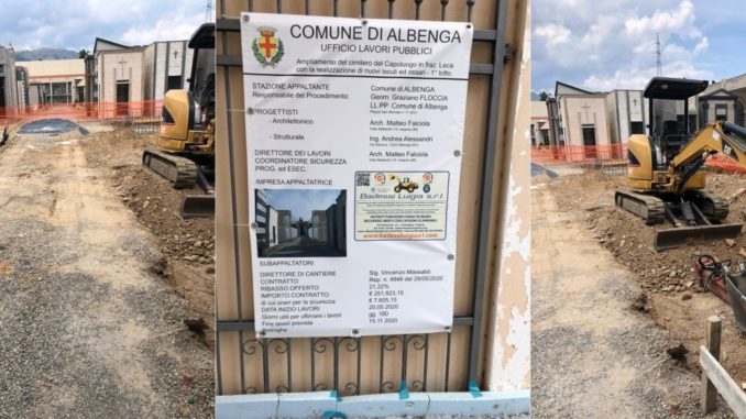 Albenga - lavori di ampliamento cimitero di Leca