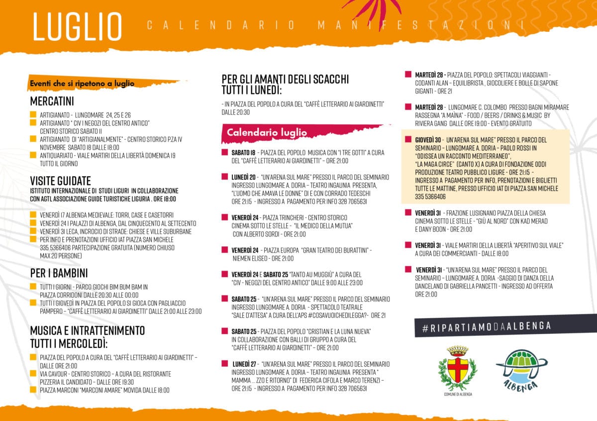 Albenga programma estate 2020
