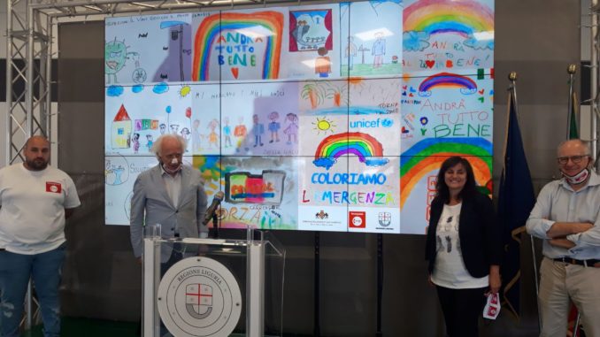 In Regione Liguria presentazione disegni bambini durante coronavirus