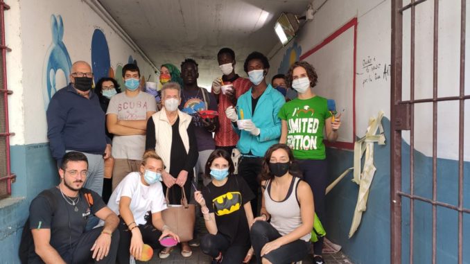 Yepp Abenga - sottopasso Ponte rosso lavori per il murale