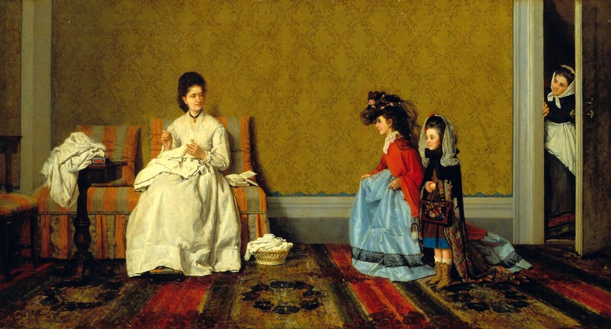 SILVESTRO LEGA Le bambine che fanno le signore | 1872 | Olio su tela, cm. 60X100 | Istituto Matteucci, Viareggio