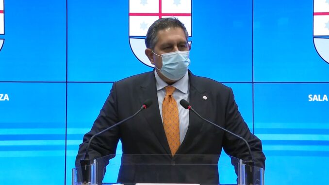Presidente Regione Liguria Giovanni Toti in Sala Trasparenza