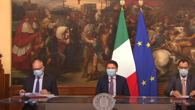 presidente Conte e ministri Gualtieri e Patuanelli