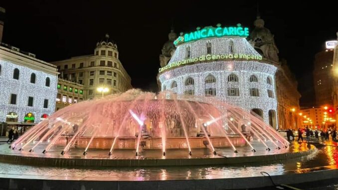 Genova Natale luminarie Piazza De Ferrari