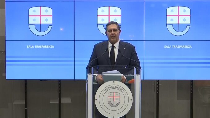 Giovanni Toti in Sala Trasparenza di Regione Liguria 2021