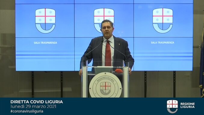 Giovanni Toti - Sala Trasparenza Regione Liguria 29-3-2021