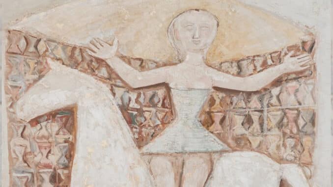 Nella foto: particolare dell’Amazzone (1953) di Massimo Campigli, opera conservata a Savona nella collezione di arte contemporanea della Fondazione Milena Milani in memoria di Carlo Cardazzo