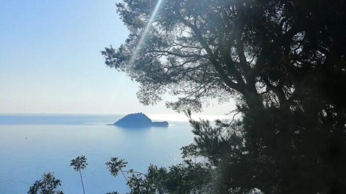 Albenga con vista mare e Isola Gallinara nella foto di Roberto Ruaro