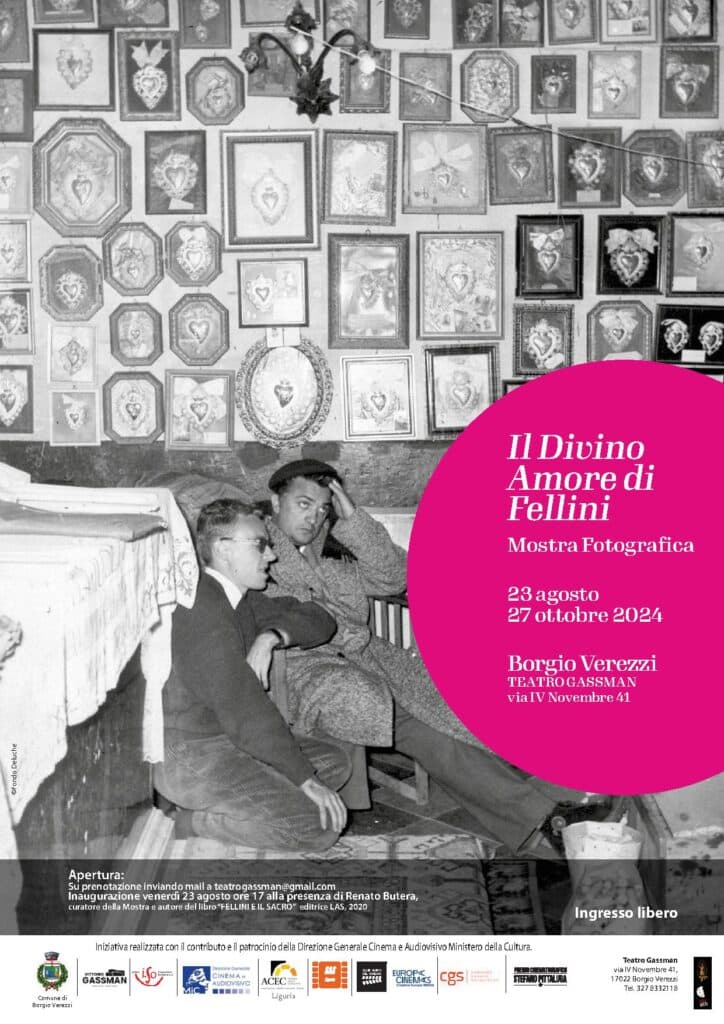Fellini locandina A3 borgio 2024 rassegna Cinematografica di Borgio Verezzi