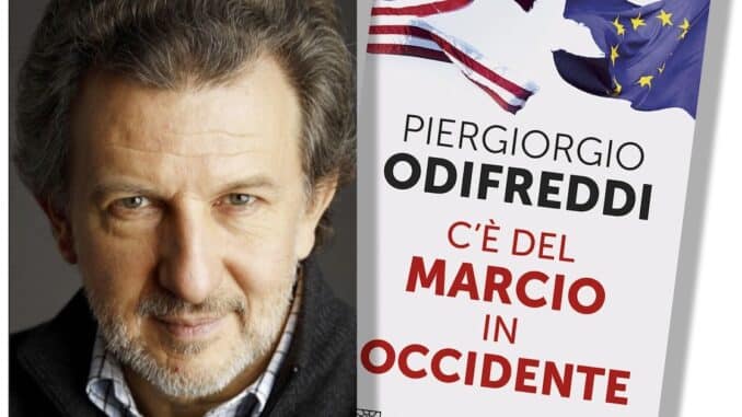 Piergiorgio Odifreddi e la copertina del suo libro C'è del marcio in Occidente