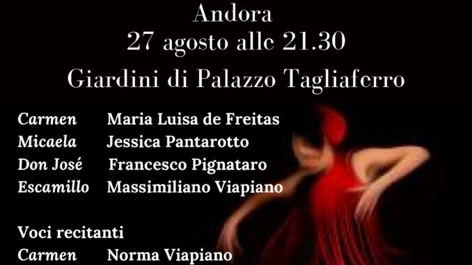 locandina Carmen 2024 spettacolo ad Andora