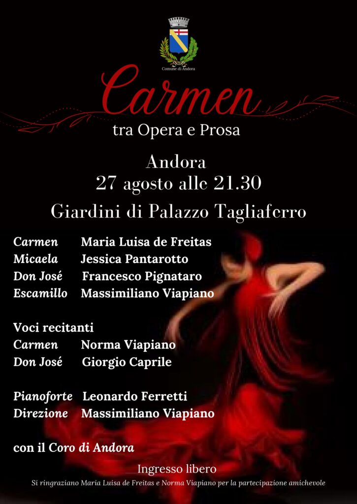 locandina Carmen 2024 spettacolo ad Andora
