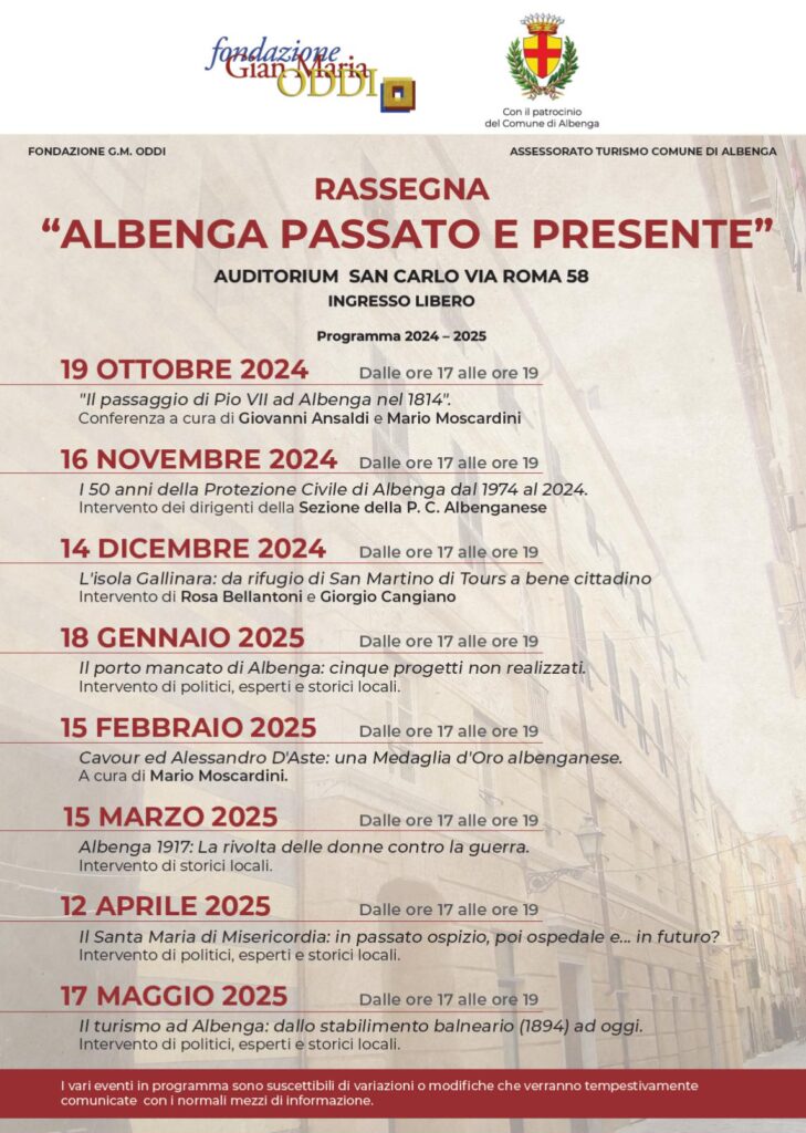 locandina Presentazione della Rassegna Albenga Passato e Presente