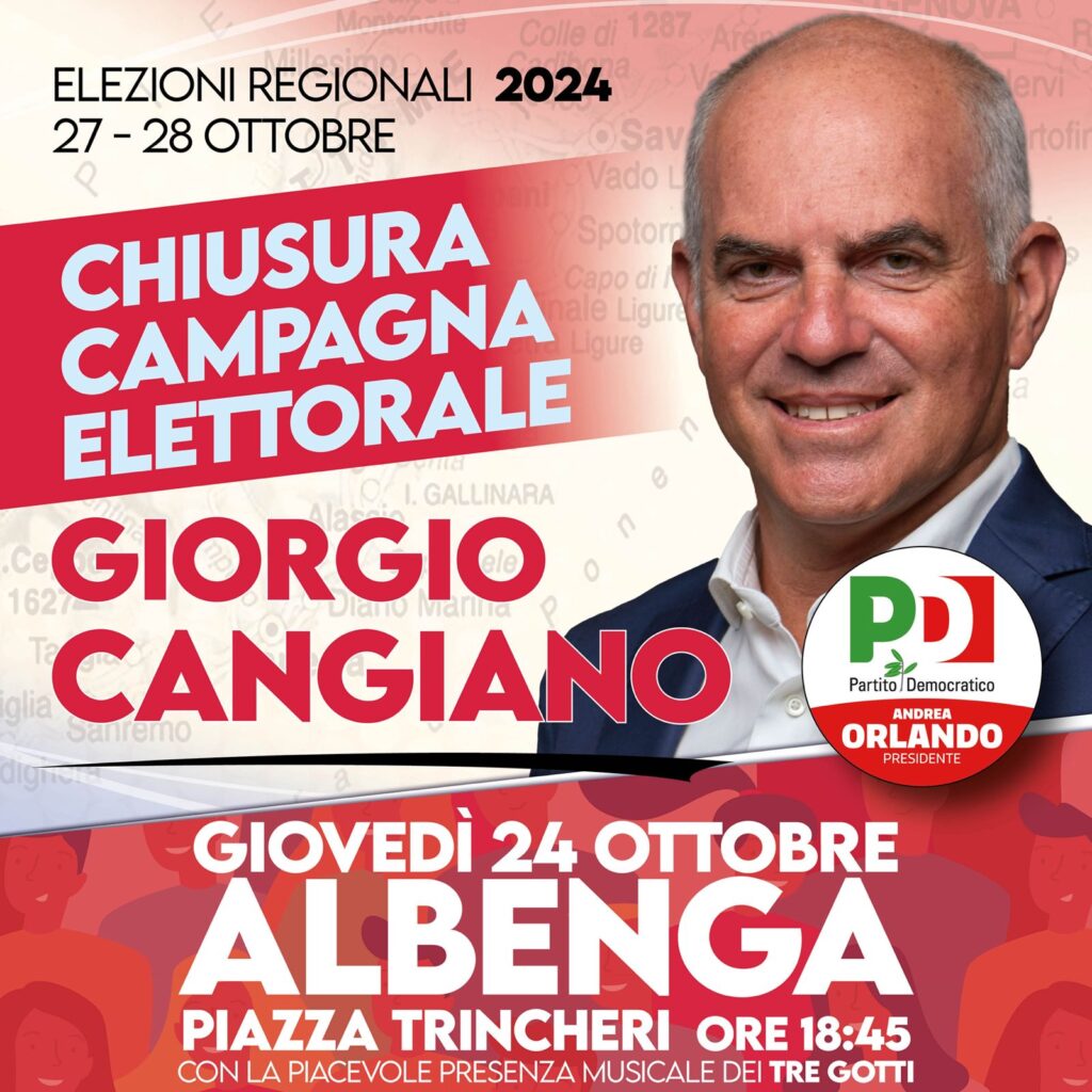 Cangiano ad Albenga chiusura campagna elettorale