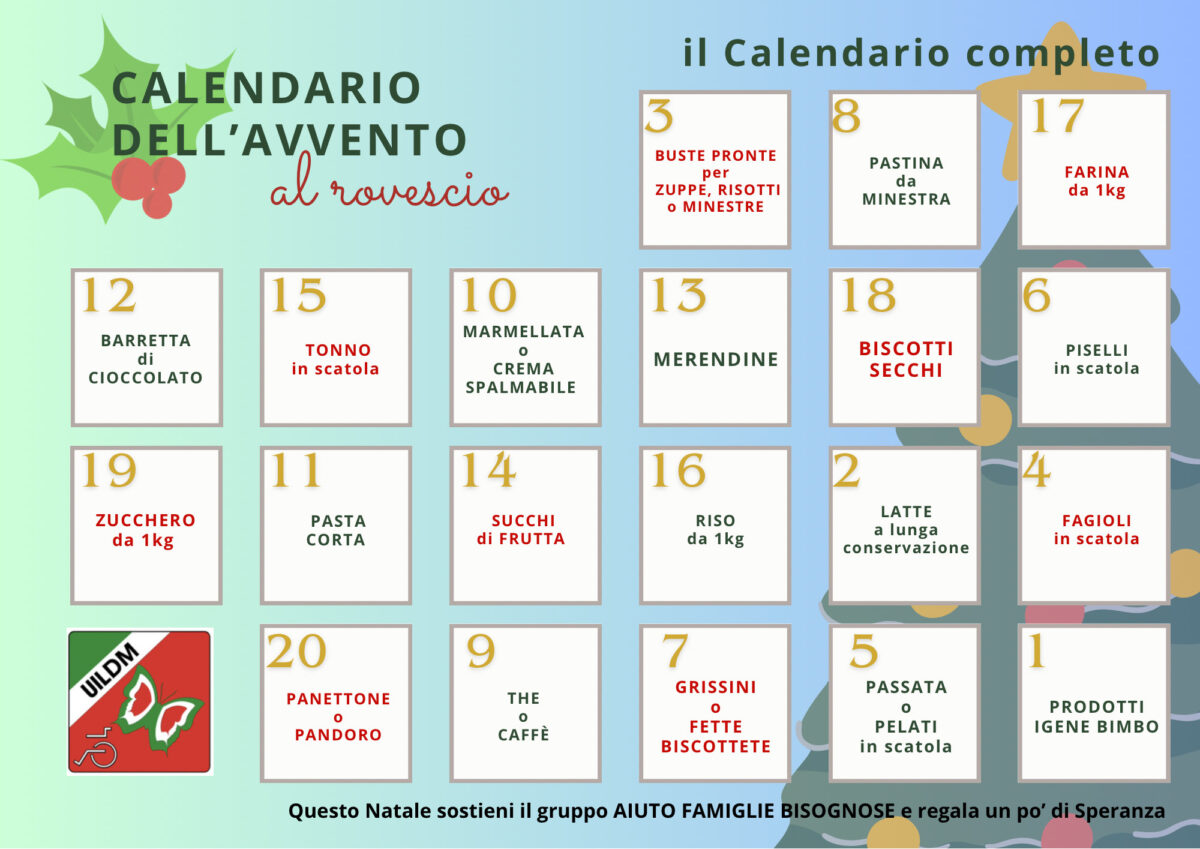 Calendario Avvento al Rovescio della UILDM Albenga