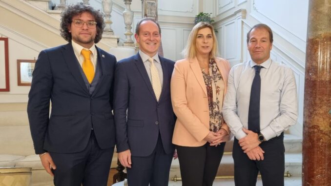 Andrea Castellini sindaco di Stella, Mauro Demichelis sindaco di Andora, Anne Eastwood ambasciatrice Ambasciatrice a Roma del Principato di Monaco, Fulvio Gazzola Presidente dell’Associazione Siti Storici Grimaldi e sindaco di Dolceacqua.