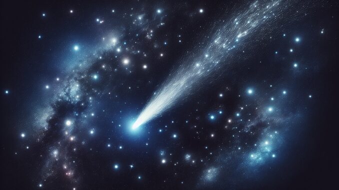 sfreccia la cometa nello spazio cosmico