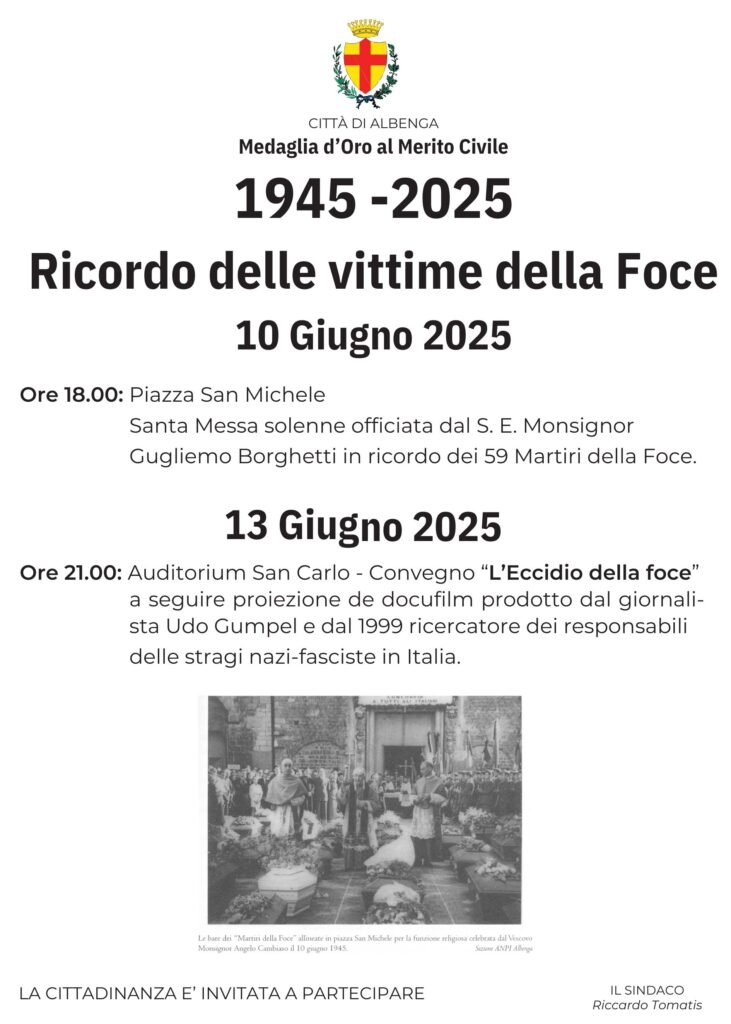 Albenga ricorda le vittime della Foce