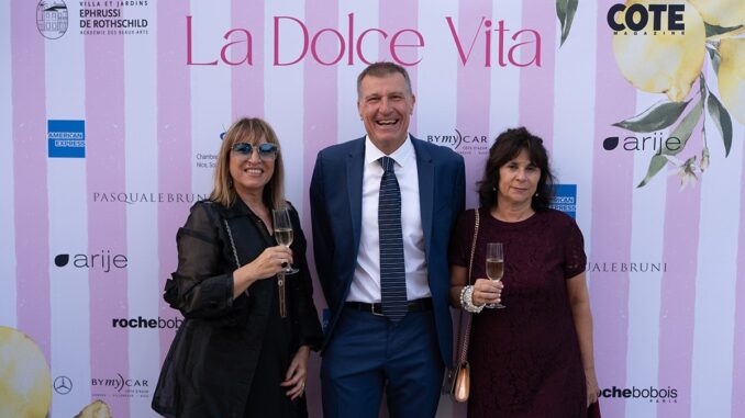 Franca Giannotta e Patrizia Mordente insieme al direttore generale della Camera di Commercio Italiana a Nizza Agostino Pesce