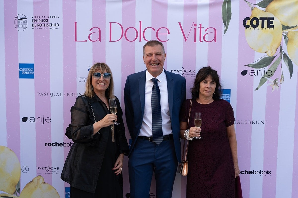 Franca Giannotta e Patrizia Mordente insieme al direttore generale della Camera di Commercio Italiana a Nizza Agostino Pesce