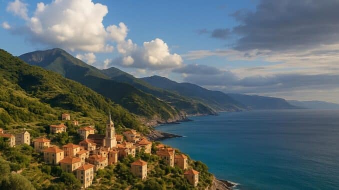 paesaggi di case verde e mare - effe