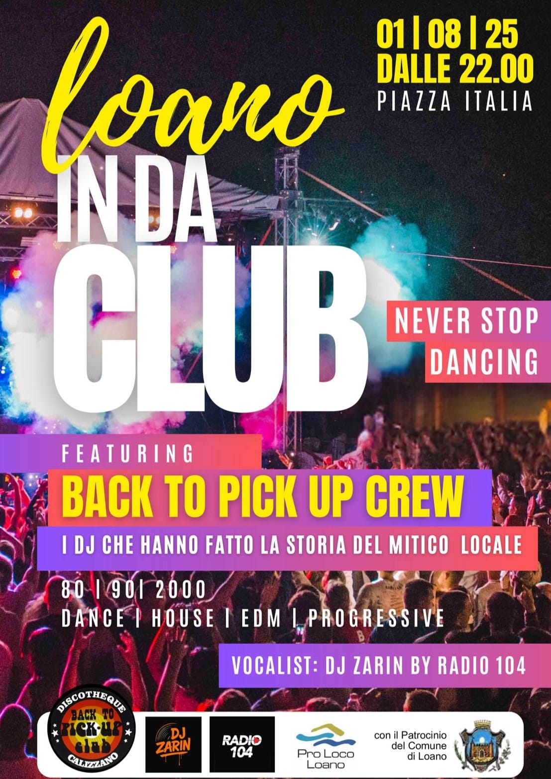 Concerto BACK TO PICK UP CREW 01 AGOSTO locandina