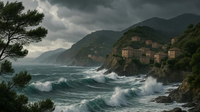 paesaggio con mare agitato - effe