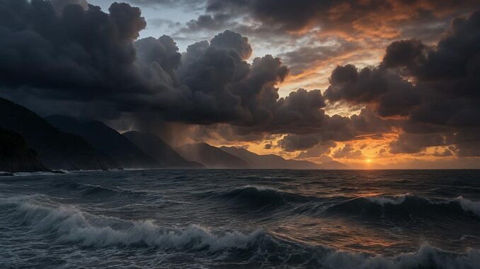 paesaggio di mare nuvole e sole - effe