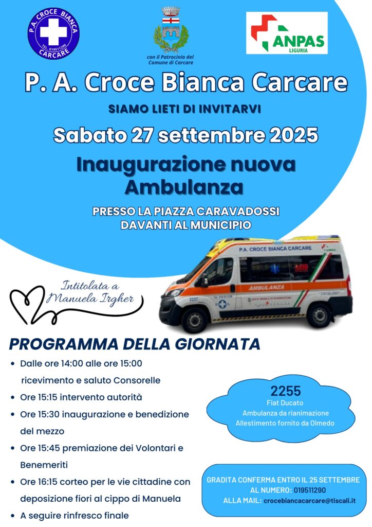 Invito Inaugurazione Carcare 27 Settembre 2025