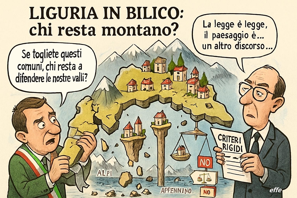 Notizie in punta di vignetta - Liguria in bilico - chi resta montano - effe
