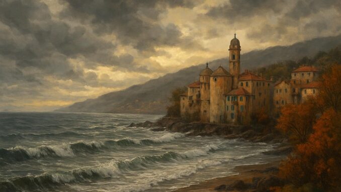 paesaggio di autunno con nuvole e mare - effe