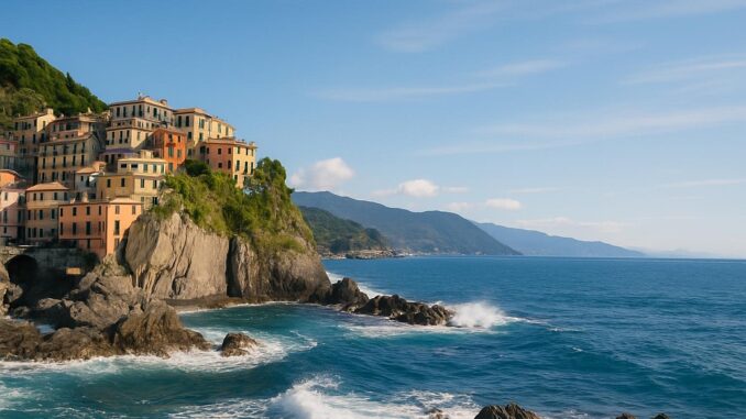 paesaggio dove le case salgono sulle rocce - effe