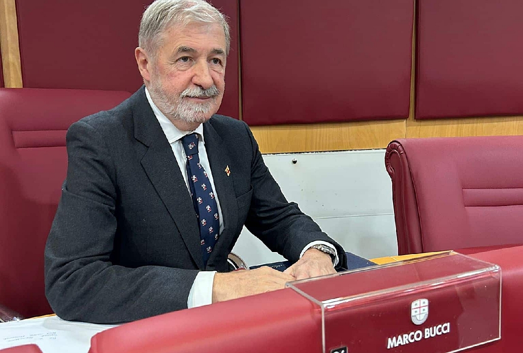 Presidente Liguria Marco Bucci in Consiglio regionale
